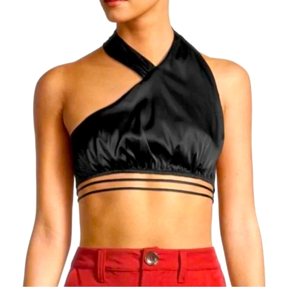 DANIELLE BERNSTEIN Satin Wrap Halter Top Size XL